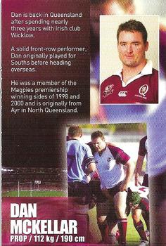2006 Queensland Reds Official Player Cards #NNO Dan McKellar Back